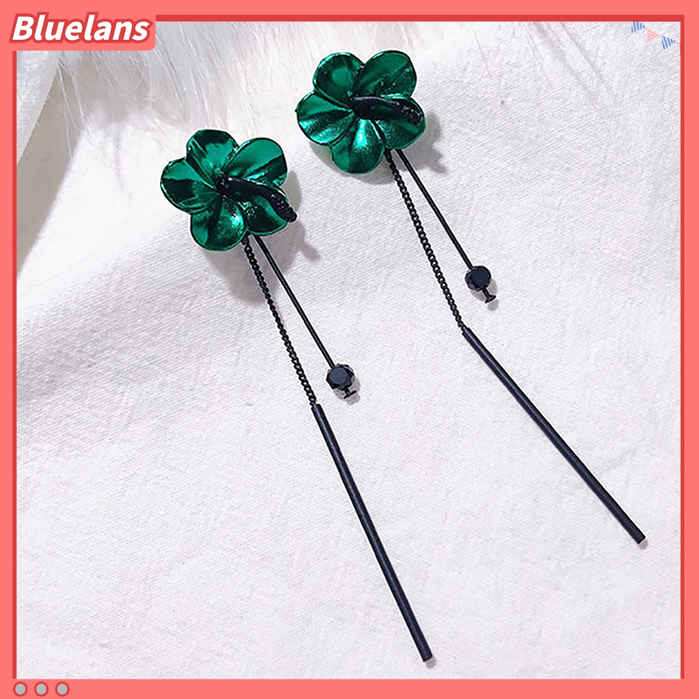 Bluelans Korean Style Long Flower Tassel Earrings Women Party Banquet Cocktail Jewelry