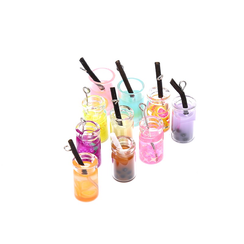 Hbid Glory 10Pcs / set Charm / Charm Resin Bentuk Milk Tea Untuk DIY Anting