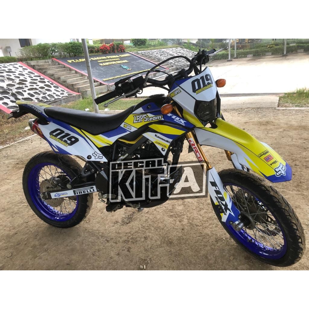 Decal Sticker Kawasaki New Dtracker Dekal Stiker Dtracker 150 Full Body Putih Biru Kuning Supermoto