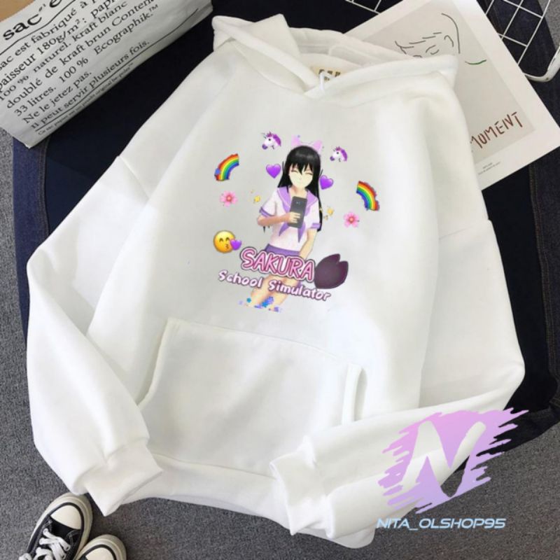 sweater sakura school simulator pelangi Hoodie sakura