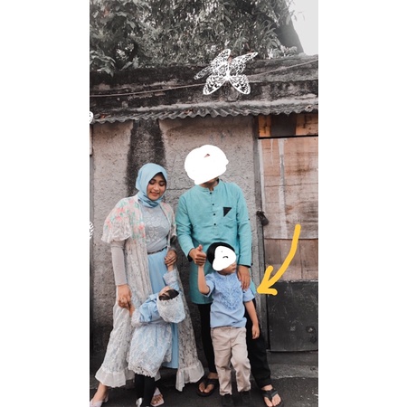 baju koko anak biru muda