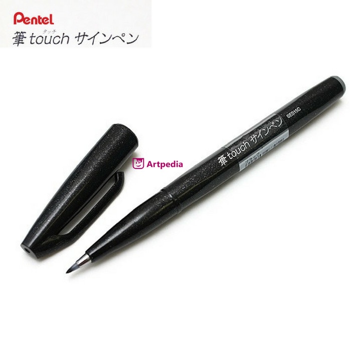 

kaligrafi-perlengkapan- pentel touch brush sign pen / brush pen - yellow -perlengkapan-kaligrafi.