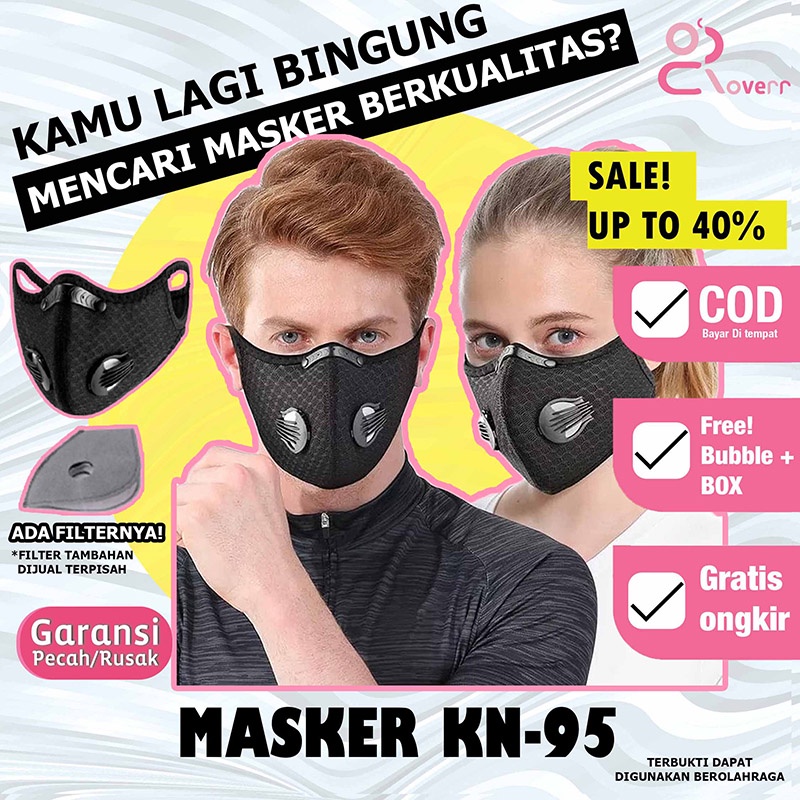 Premium Makser Respirator Ventilator Filter Udara Kn 95 Breatheable Sport Mask Impor Bisa Dicuci Bonus 1 Filter COD Original