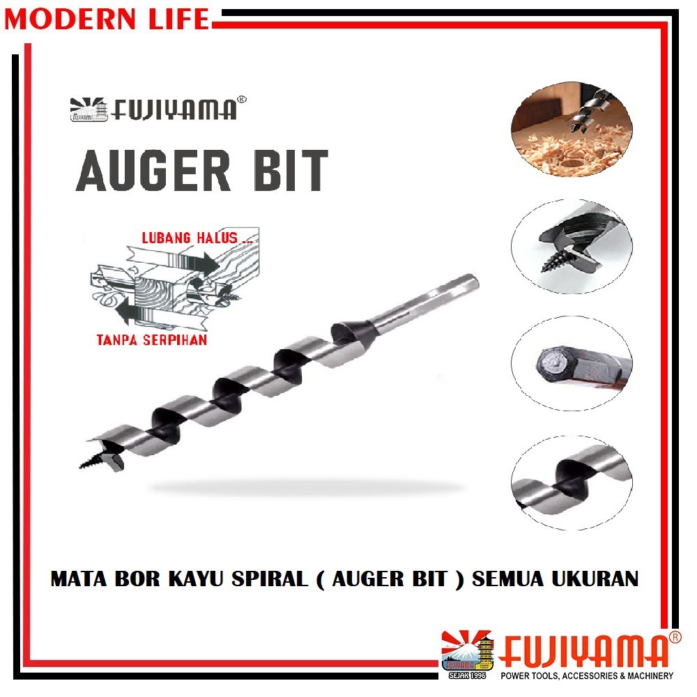 Mata Bor Kayu Spiral / Mata Bor Kayu Ulir / Auger Bit / Mata Bor Kayu ( Semua Ukuran )