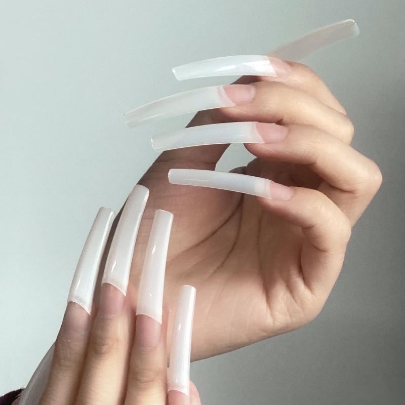 500 Pcs Kuku Palsu Warna Putih Transparan Aneka Ukuran Gaya Perancis Untuk Manicure