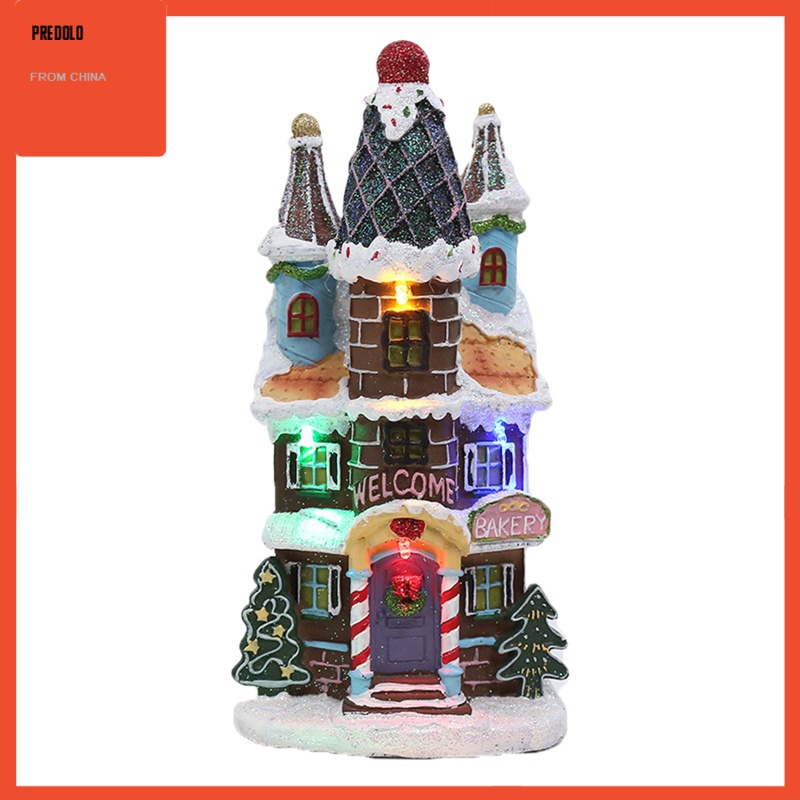 [In Stock] Resin Christmas Snow House Artificial Tree Xmas Village for Home Decoration A