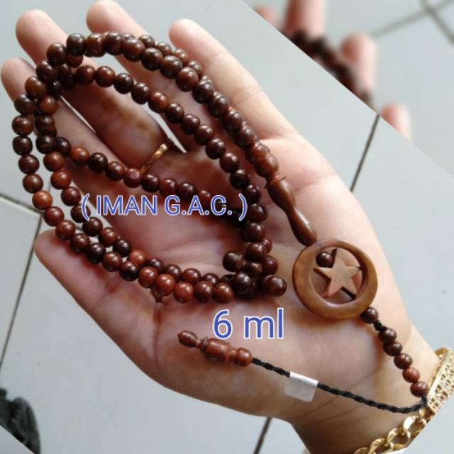 Tasbih kaokka bulan bintang 100% asli kayu kaokka