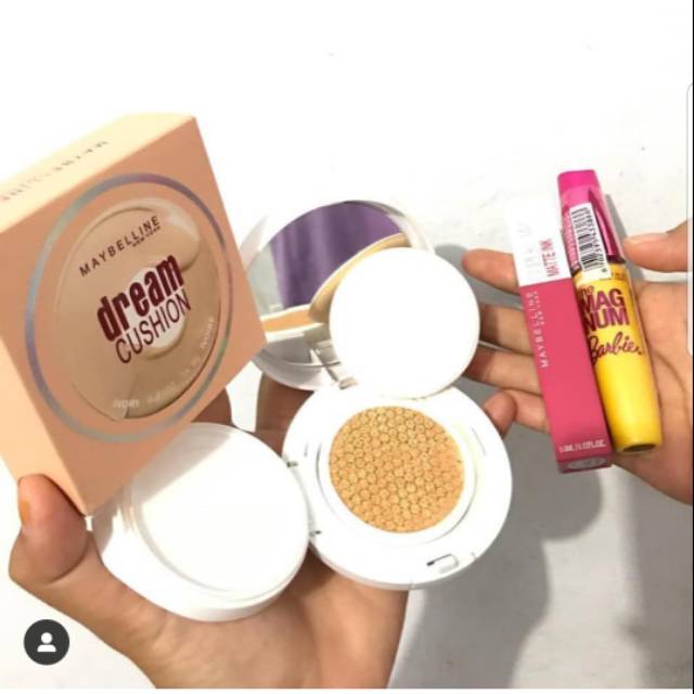 Paket maybeline3in1 ( cushion,lipcream,mascara barbie )