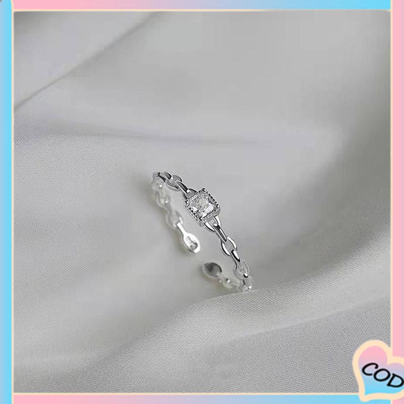 COD❤️ Cincin Berlian Persegi Model Terbuka Untuk Wanita-A.one