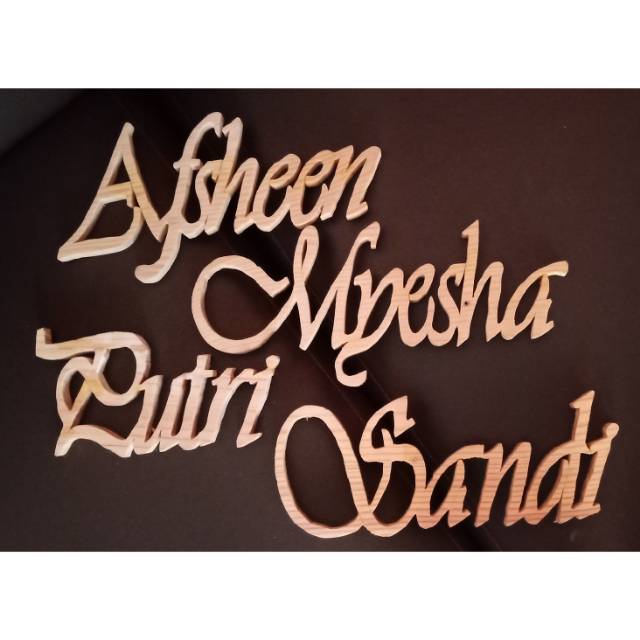 Tulisan kayu huruf kayu custom tulisan kayu natural dan duco