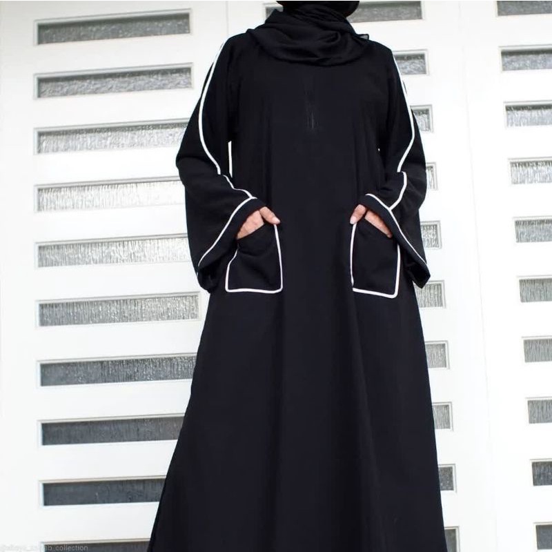 Abaya List Gamis Hitam Dres Maxi Arab Saudi 682