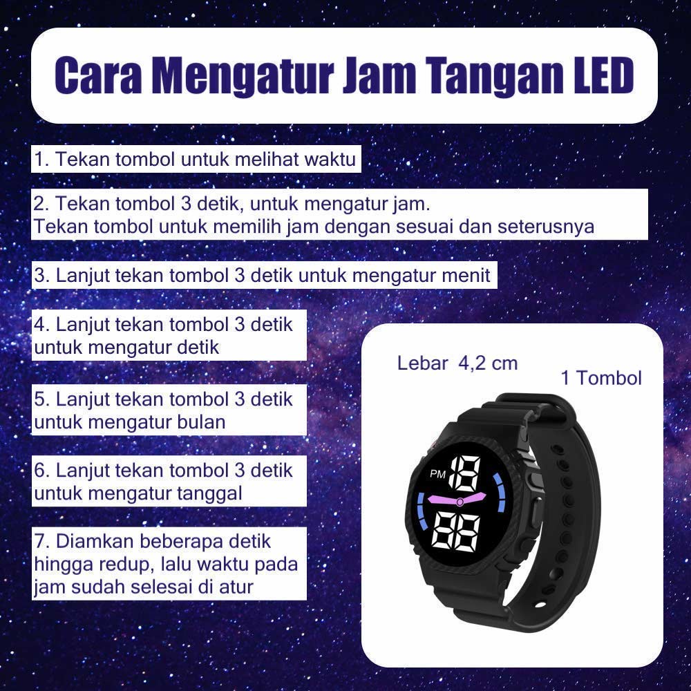 LED Watch [ Abu abu ] Water Resistant - Jam Tangan Digital Pria &amp; Wanita Strap Rubber LED_8056