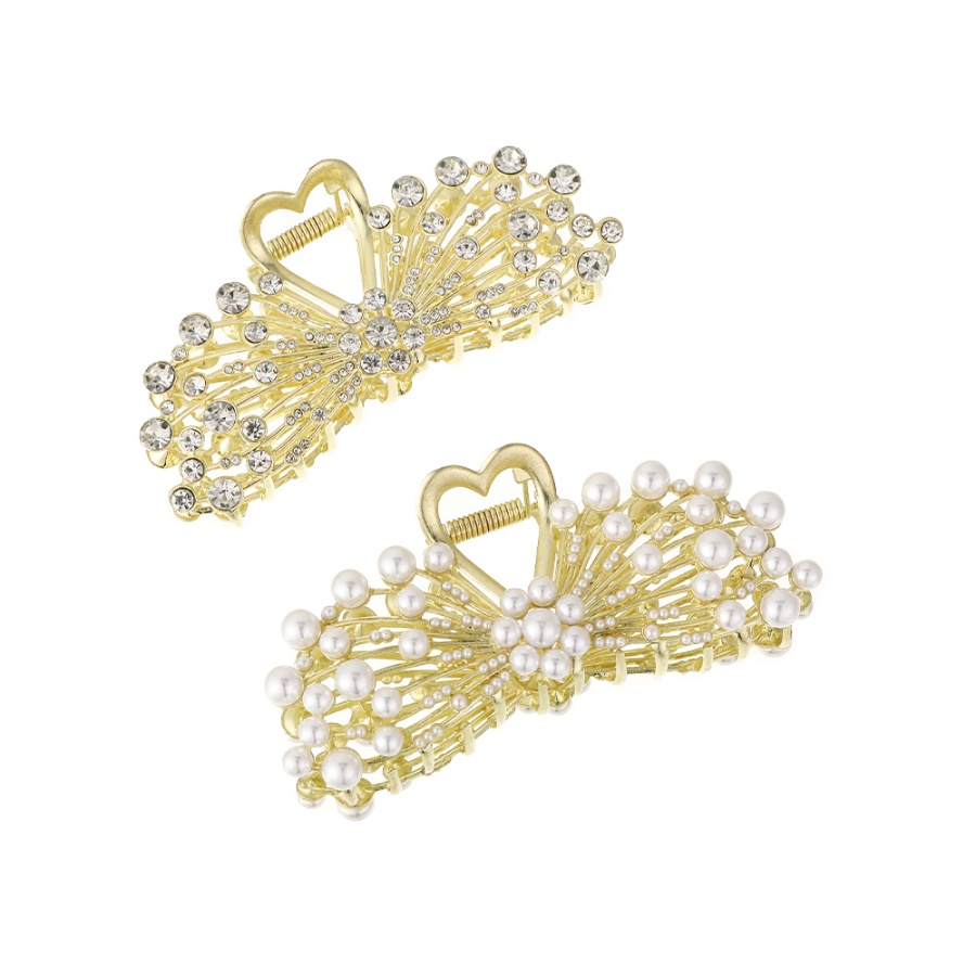 Jepit Rambut Ponytail Desain Bunga Aksen Mutiara Berlian Imitasi Bahan Alloy Gaya Korea Untuk Wanita