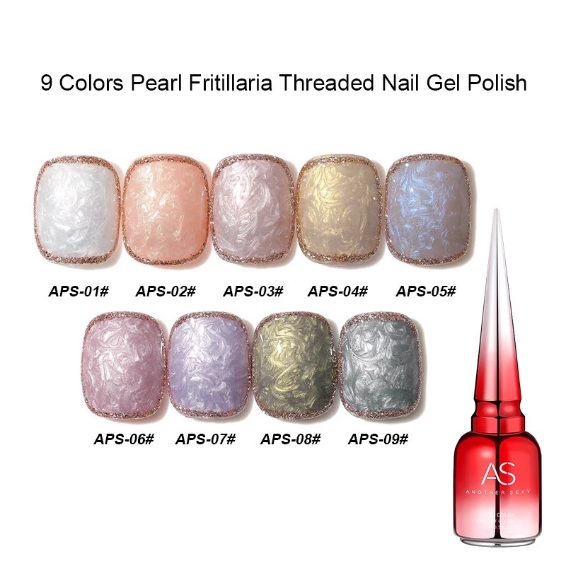 AS APS Color Pearl Fritillalia Threaded Nail Gel Polish Soak Off Uv