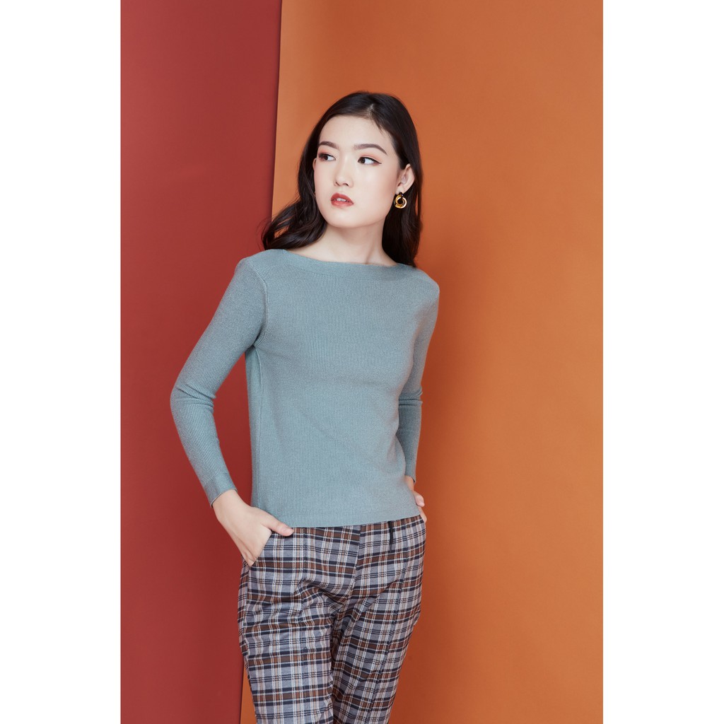 Peach Poppy Angie Top - Atasan Wanita Casual Office Rajut Lengan Panjang