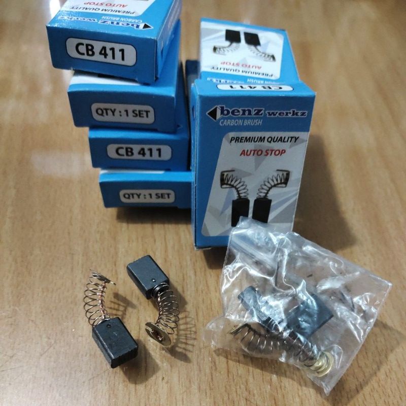 1 Set Arang Karbon 411 BENZ | CB / Carbon Brush / Kol / Kul Dinamo | cocok : MAKITA 9500N & MAKTEC M