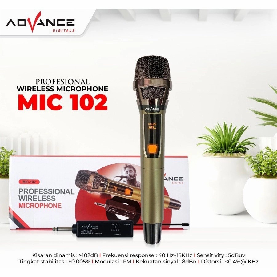 COD MICROPHONE PROFESSIONAL WIRELESS ADVANCE 102 //MIC KARAOKE ADVANCE 102//MIC SALON AKTIF//MIC SINGLE WIRELESS TANPA KABEL ADANCE 102