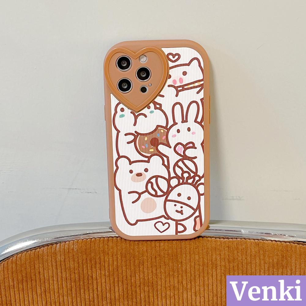 Casing Soft Case Silikon + Kulit Motif Brown Bear Untuk Iphone 13 Pro Max / 12 Pro Max / 11 Pro Max / 7 + / Xr / Xs Max / X / 8 / 7 +