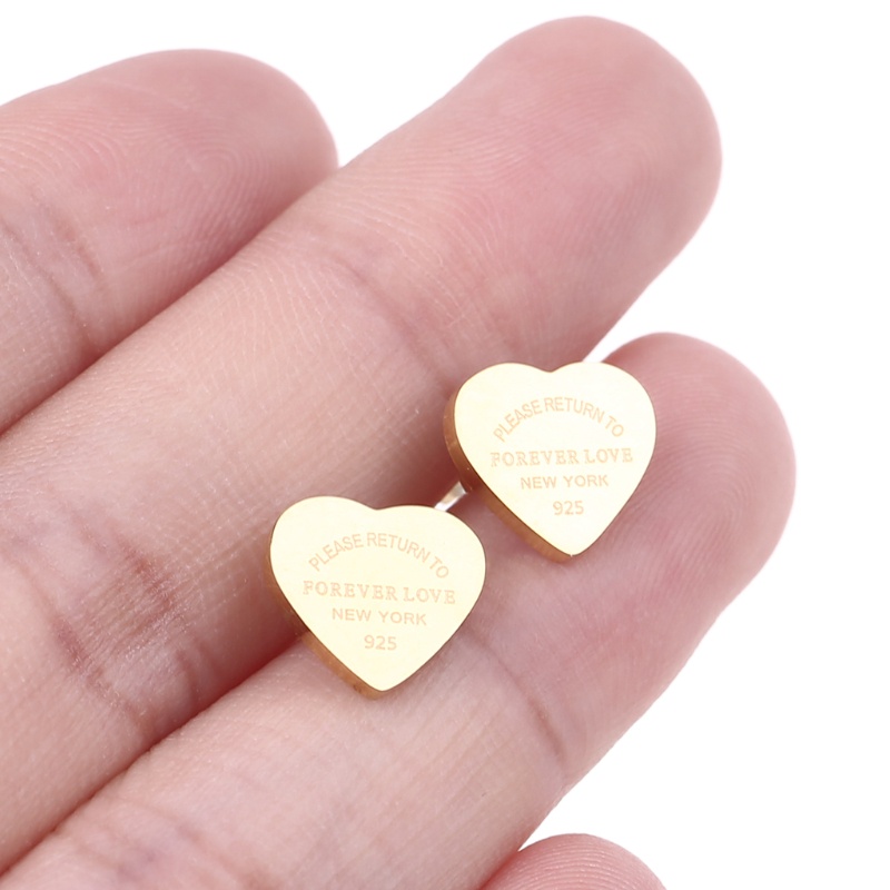 Siy Anting Tusuktindik Bahan Stainless Steel Desain Hatitulisan Forever Gaya Punk Untuk Hadiah