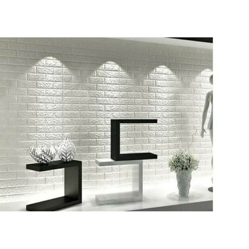 Wallpaper 3D Motif Bata Putih / BrickFoam Premium 70x38cm-3