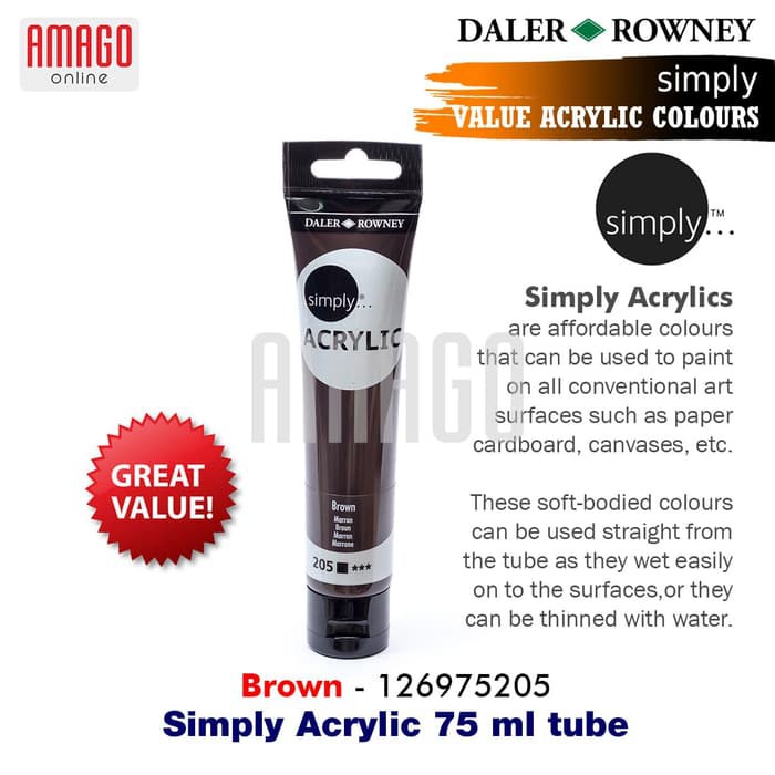 DALER-ROWNEY - SIMPLY ACRYLIC PAINT 75 ML TUBE - BROWN - 126975205