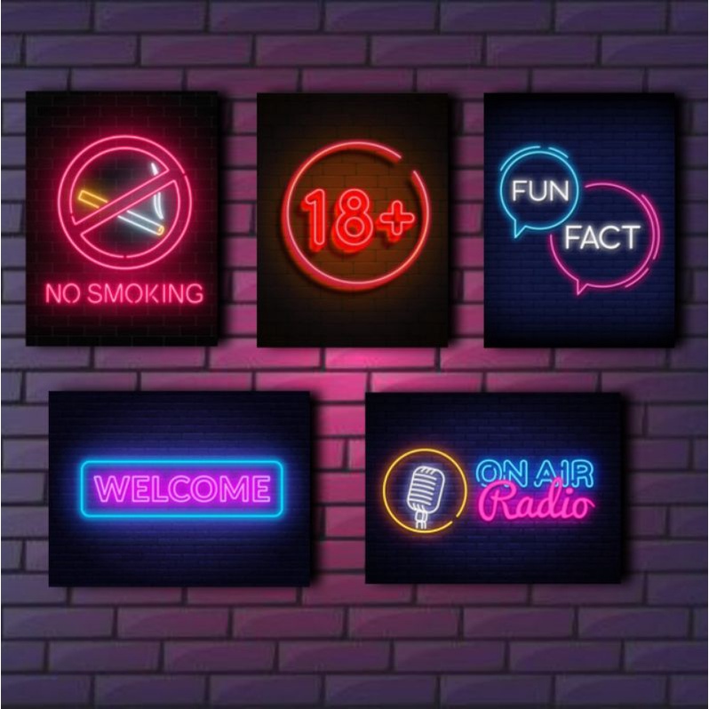 [COD] 20 x 30 Poster Neon Kamar Cowo keren Aestetic Hiasan dinding