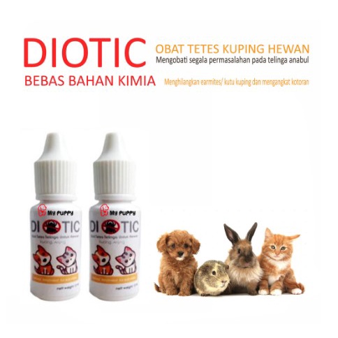 Diotic Obat tetes telinga untuk kutu telinga kuping or luka/gatal pada anjing atau kucing