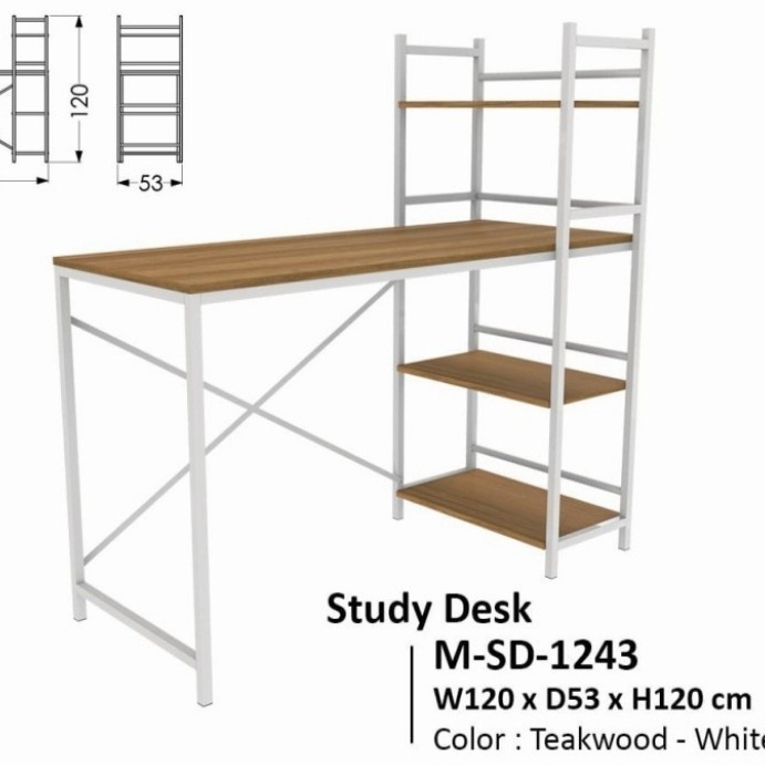 meja belajar meja kantor meja tulis meja laptop kaki besi msd 1243