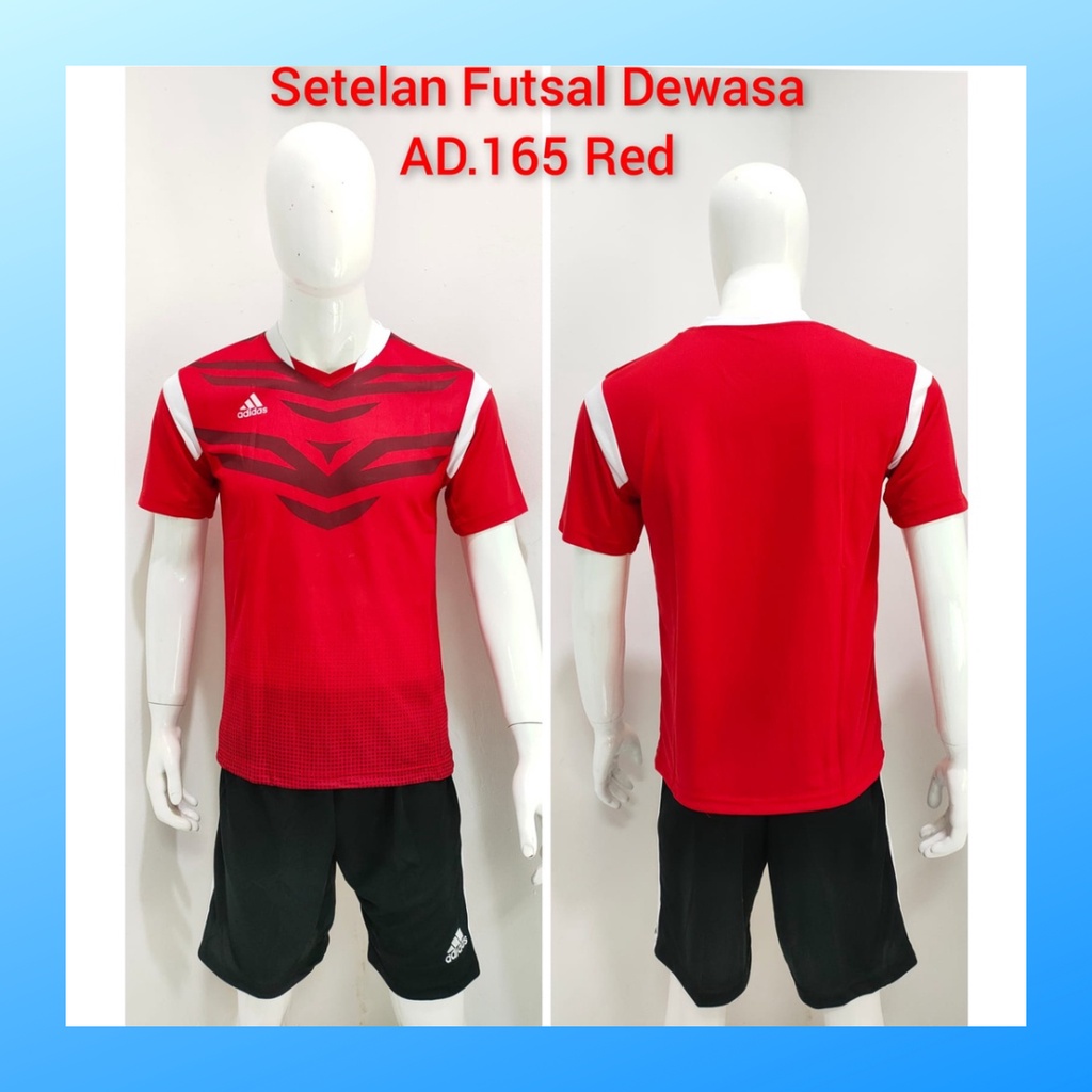 jersey futsal pria kaos sepak bola baju dan celana setelan wanita dewasa t-shirt outfit seragam jarsey kostum olahraga pakaian apparel print sport jersy soccer casual jersi suit AD165 merah