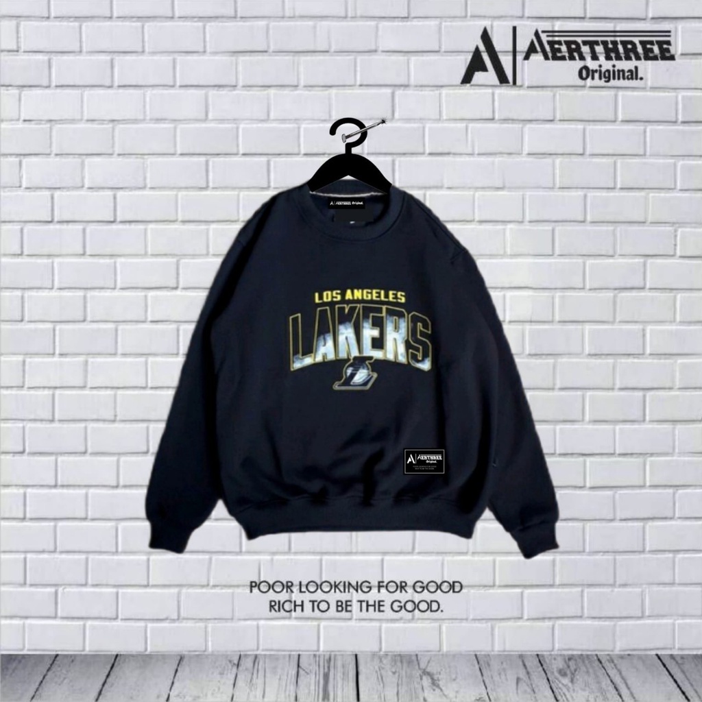 SWEATER CREWNECK X LAKERS PUTIH PREMIUM AUTHENTIC