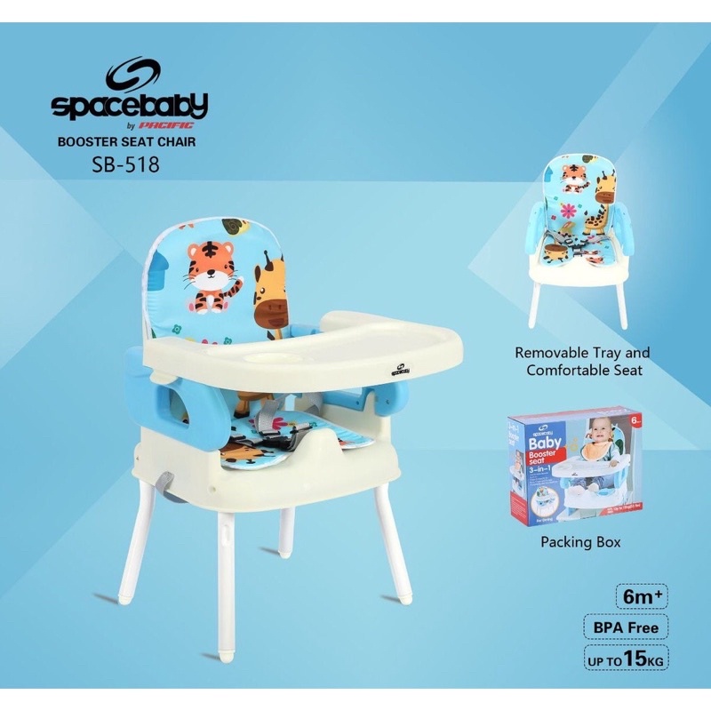 Kursi Meja Makan Bayi Spacebaby SB 518 Booster seat Persiapan MPASI/Baby Chair Space Baby/Kursi Makan Bayi