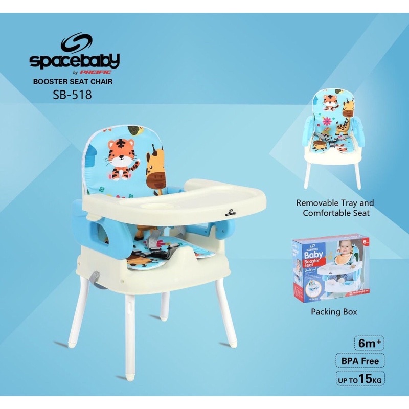 Kursi Meja Makan Bayi Spacebaby SB 518 Booster seat Persiapan MPASI/Baby Chair Space Baby/Kursi Makan Bayi