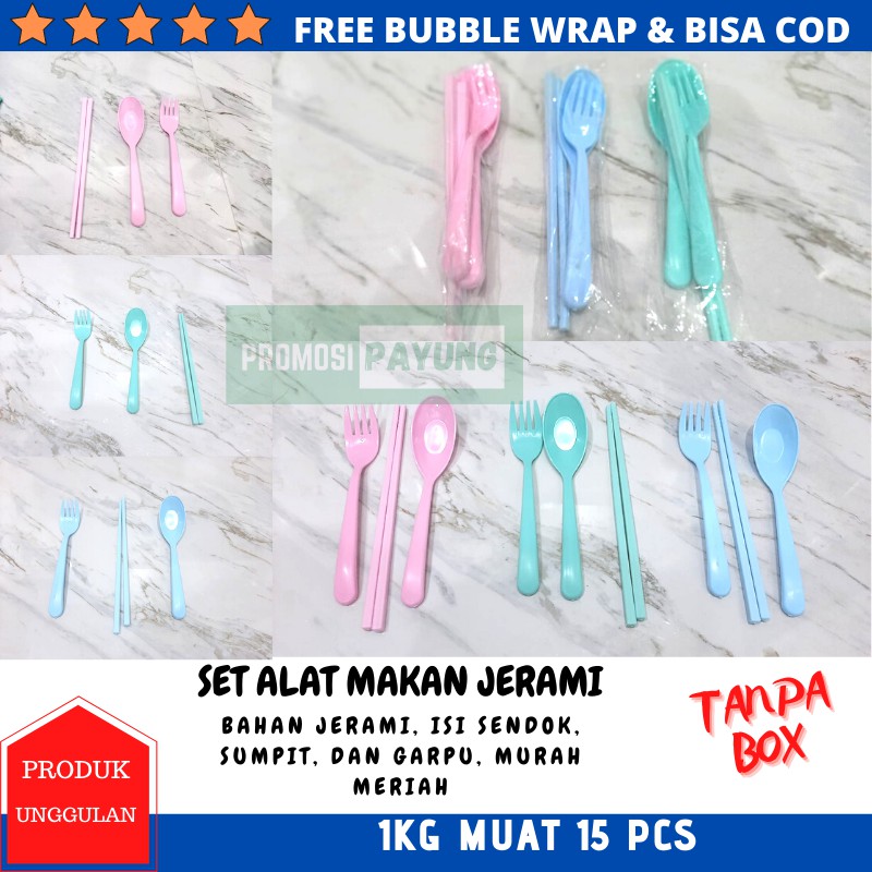 SET SENDOK GARPU SUMPIT TRAVEL JERAMI TANPA KARDUS / SET ALAT MAKAN JERAMI / ALAT SET MAKAN MURAH