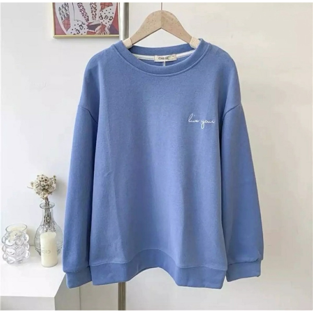 CREWNECK SWEATER LIVE YOUR / SWEATER WANITA TEBAL