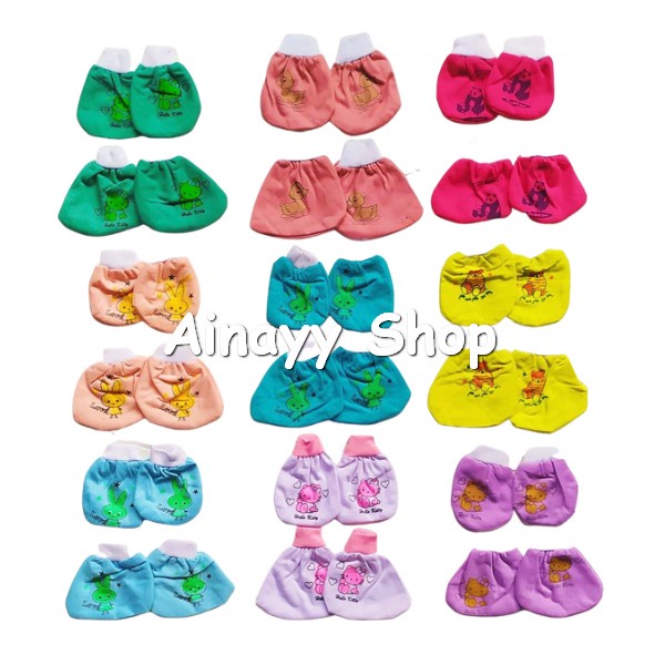 6 Set (12 Pasang) Sarung Tangan Bayi Dan Kaos Kaki Bayi Newborn Murah