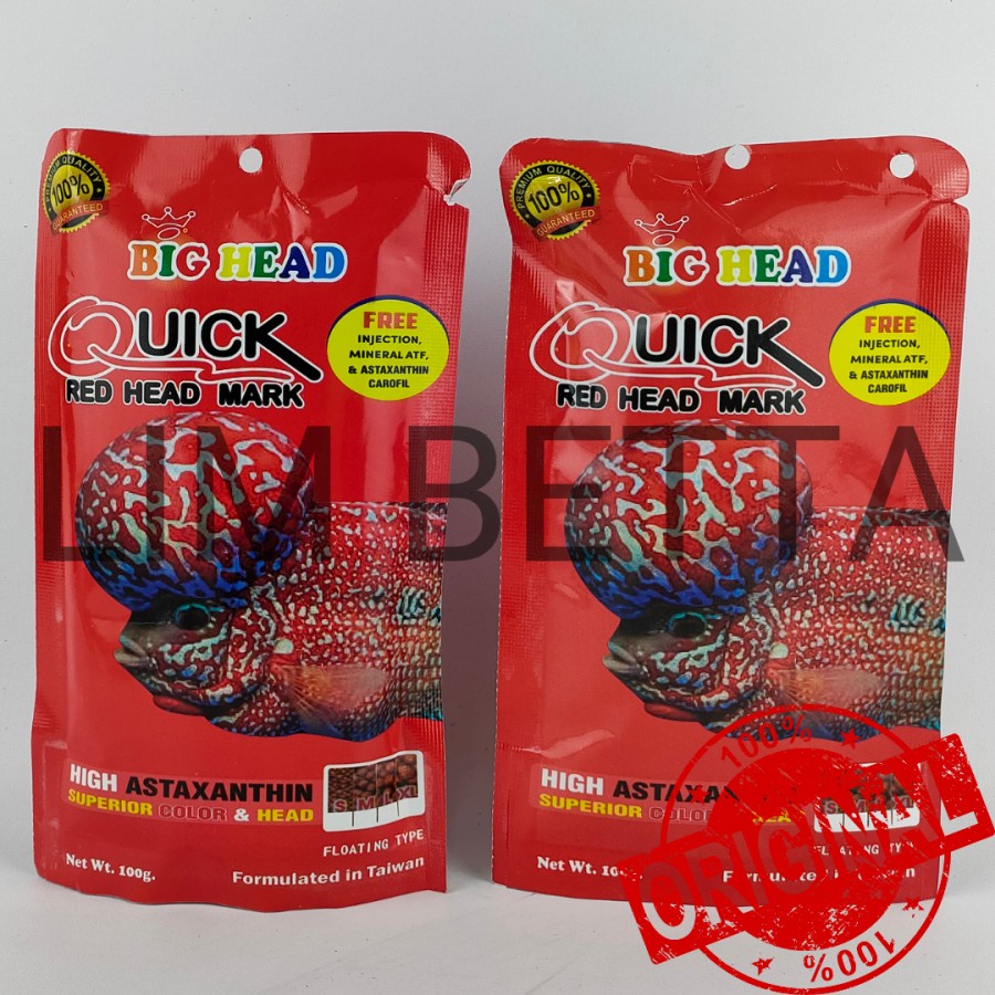 BIG HEAD QUICK RED ( MERAH ) / QUICK RED HEAD MARK / MAKANAN LOUHAN