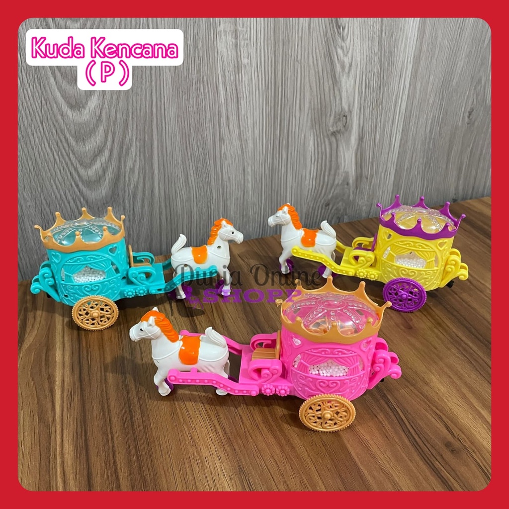 MAINAN ANAK PEREMPUAN KUDA KENCANA TARIK / KERETA KENCANA TANPA BATERA