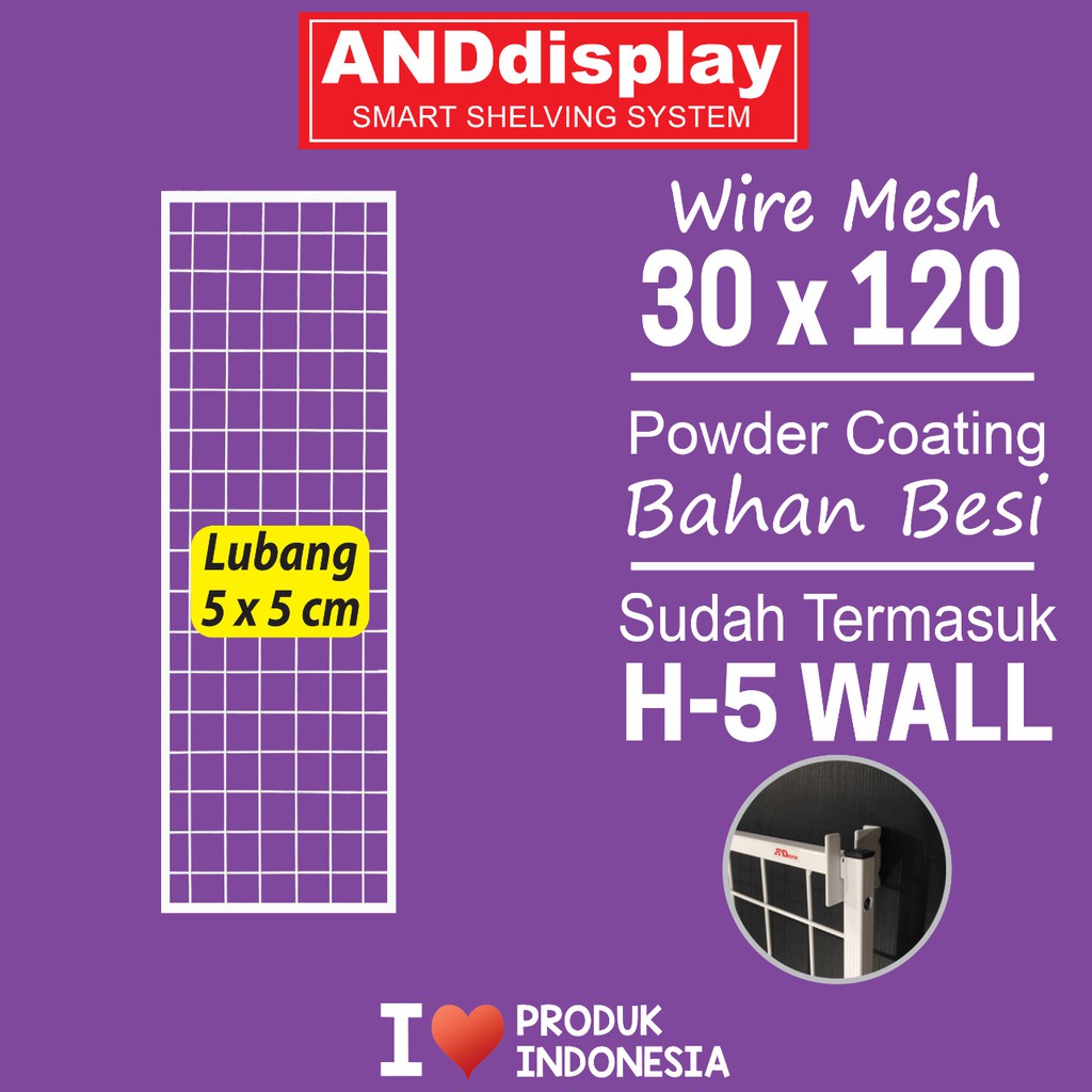 WIREMESH 30X120CM PLUS H-5 WALL RAM DISLPAY CANTOLAN DINDING ANDDISPLAY