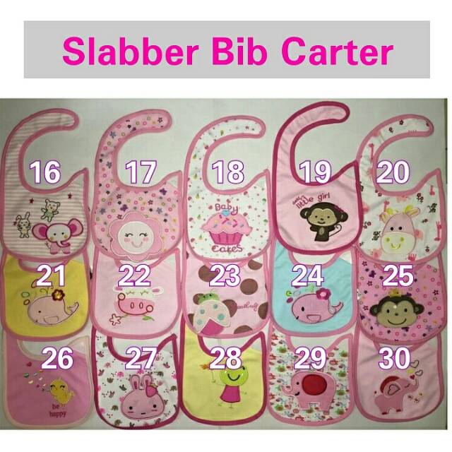 Slabber Celemek Bayi Bib Carter Cattel Love Aneka Motif