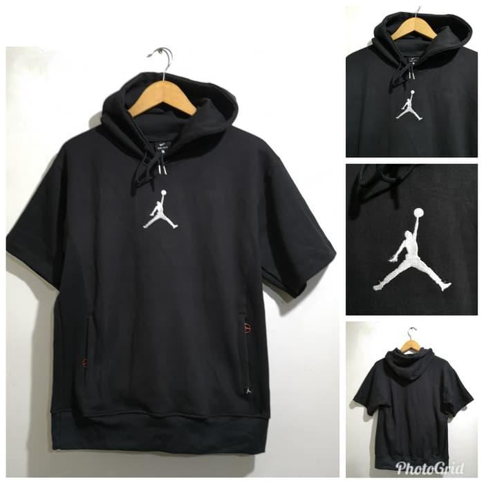 promo HOODIE JORDAN SHORT SLEEVES TANGAN PENDEK HITAM GRADE ORIGINAL Murah