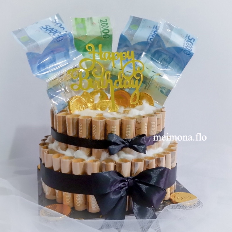 Money Cake Dua Tingkat | Kue Uang Ulang Tahun 2 Tingkat