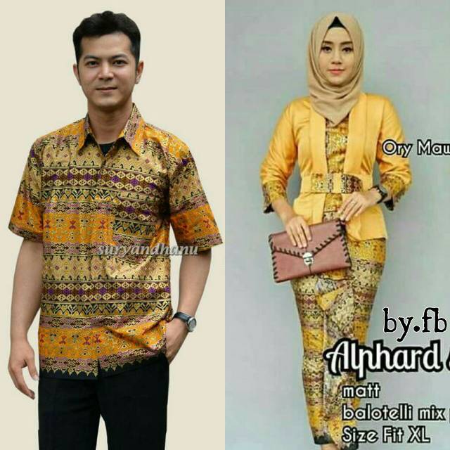 Sarimbit Batik Anggun Couple Sania Mawar ruffle - Warna Ungu, Tosca, pink, Biru, Kuning - M - L -XL