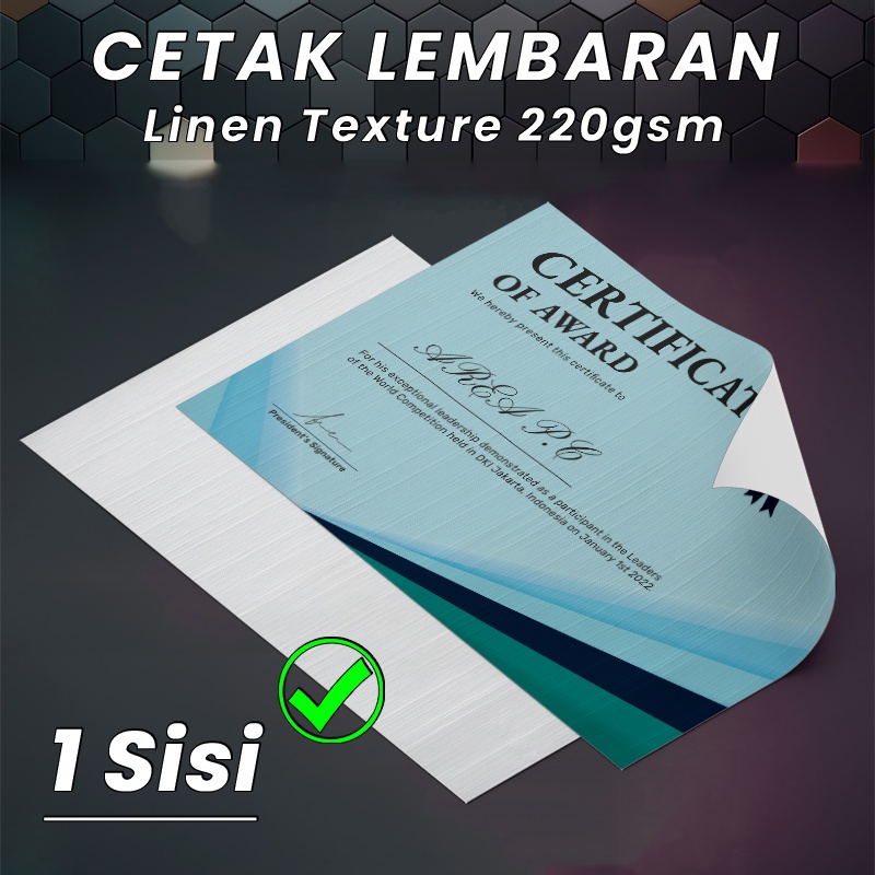 

Cetak Print Linen/Print Linen Paper/Cetak Bahan Linen Paper 220gsm 1 Sisi