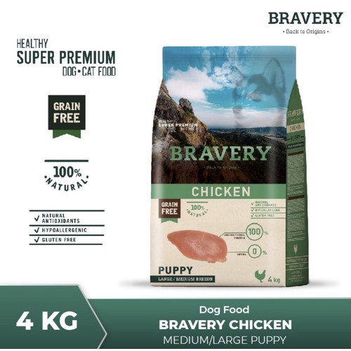 Bravery Large Puppy Chicken 4KG Makanan Anak Anjing Besar Ayam