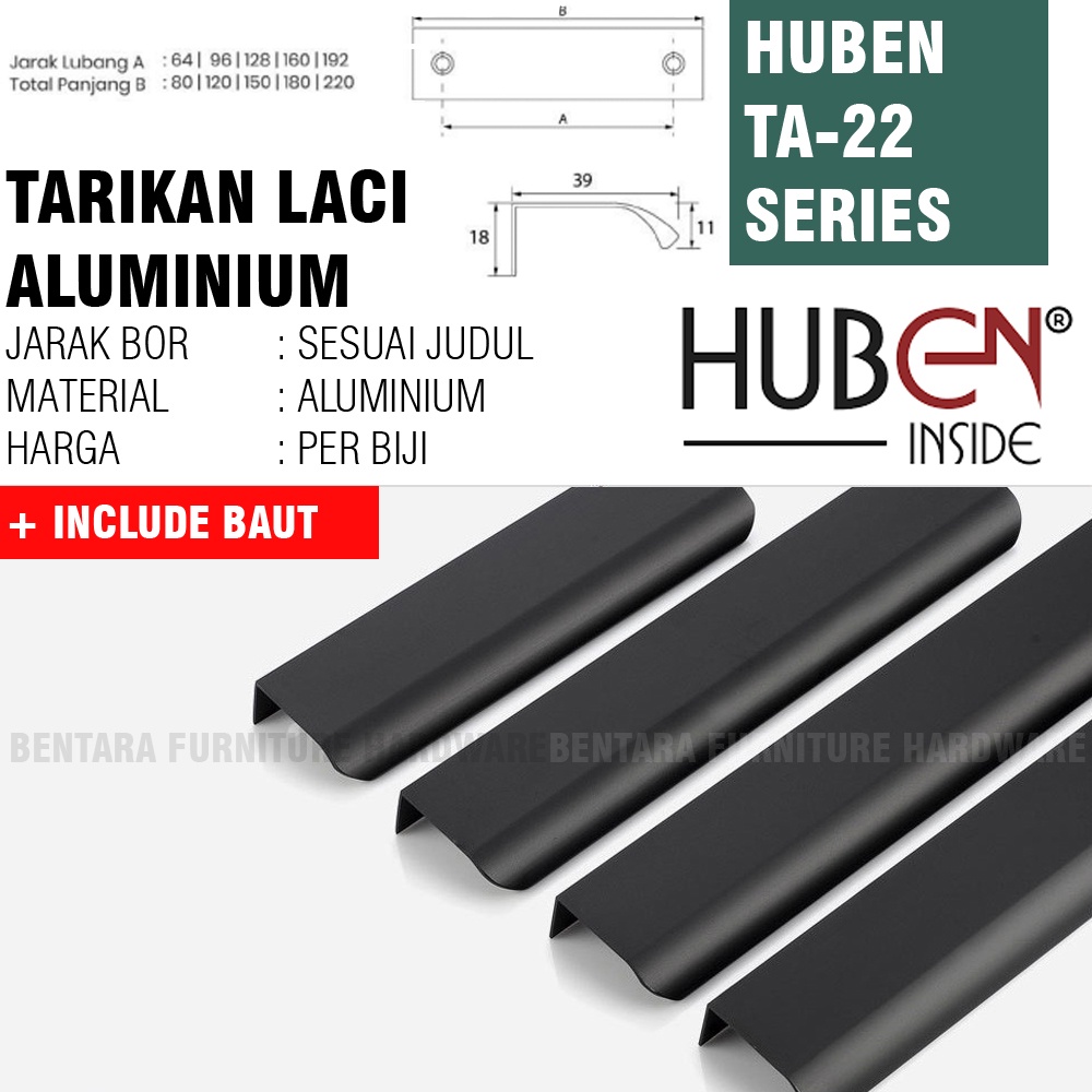 HUBEN TA-22 64MM TARIKAN ALUMINIUM MINIMALIS ULTRA THIN TIPIS GOLD BLACK EMAS HITAM 64 MM