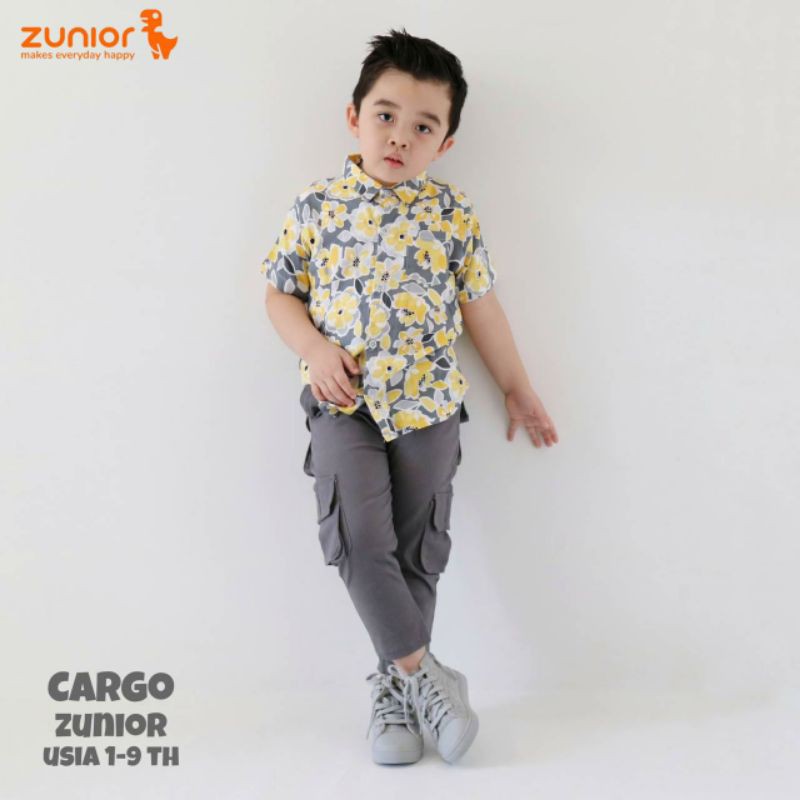 Celana Anak Cargo Anak Zunior Premium Abu-Abu 1-12 Tahun