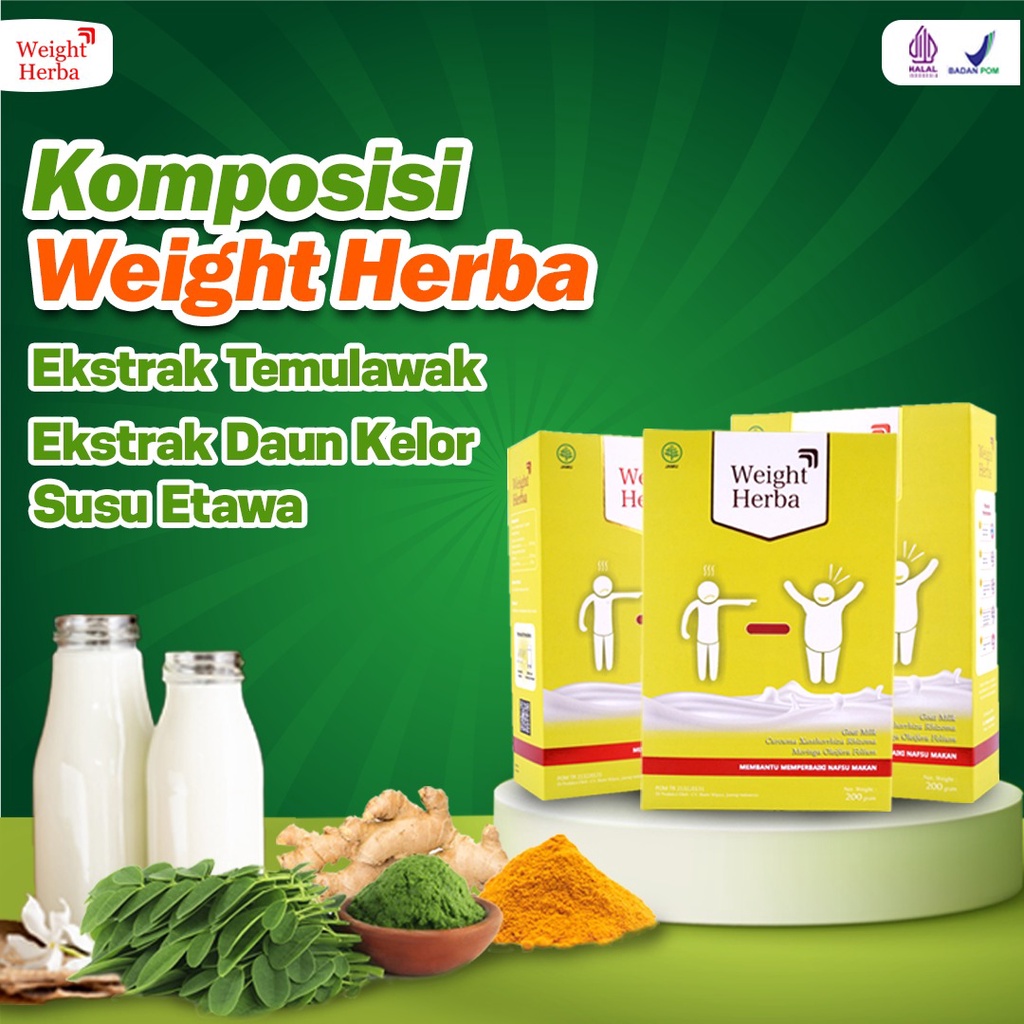 Weight Herba Paket 3 Box Badan Berisi - Weight Herba Original Susu Penambah Berat &amp; Penggemuk Badan Perbaiki Saluran Pencernaan Tingkatkan Nafsu Makan