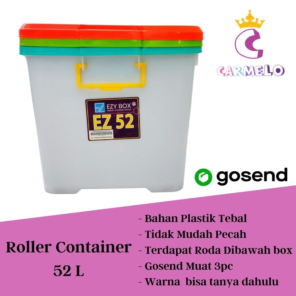 Container Box 52L EZ / Roller Box/ Container Box/ Container Plastik/ Box Plastik / Box Penyimpanan /