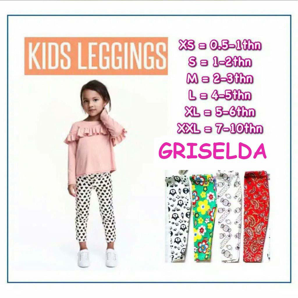 GRISELDA KIDS Legging Size S (1-2 th) Leging anak cewe lejing anak perempuan katun kaos gg