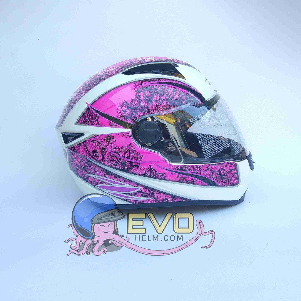 HELM ZEUS FULL FACE WHITE AL9 PURPLE - FREE SMOKE VISOR ZEUS ORIGINAL ( ONGKIR 2KG )